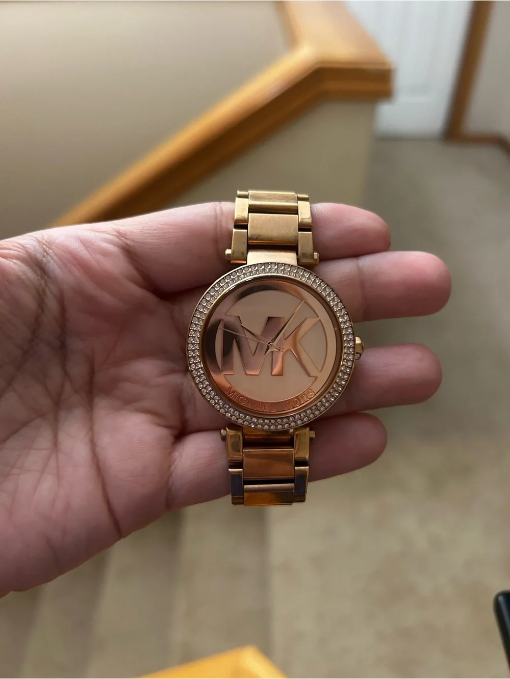 Michael Kors Rose Gold Tone Crystal Accent Women's Bracelet Watch